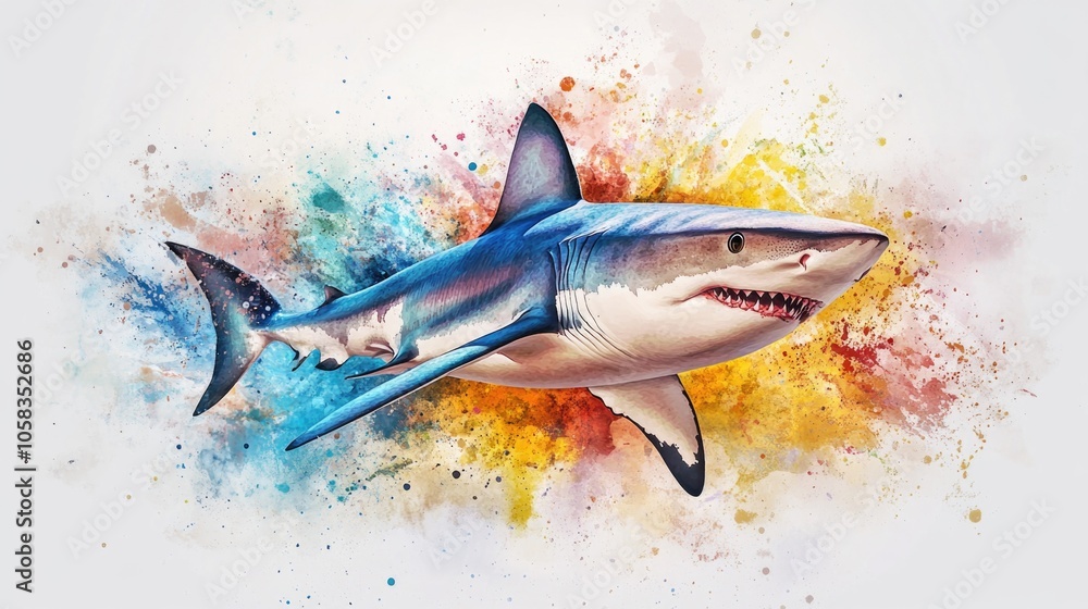 Fototapeta premium Shark on White Background