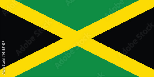 Nationall flag of Jamaica. Vector illustration
