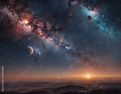 Wallpaper Mural Space background with many stars Torontodigital.ca