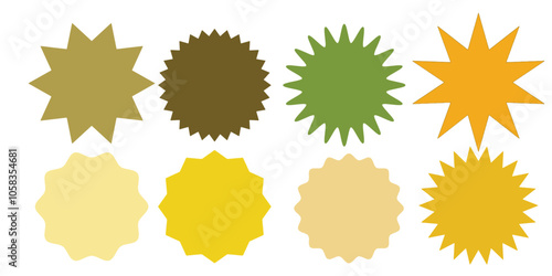 Set of blank multicolor star icons various shape isolated on white background. Vector illustration
