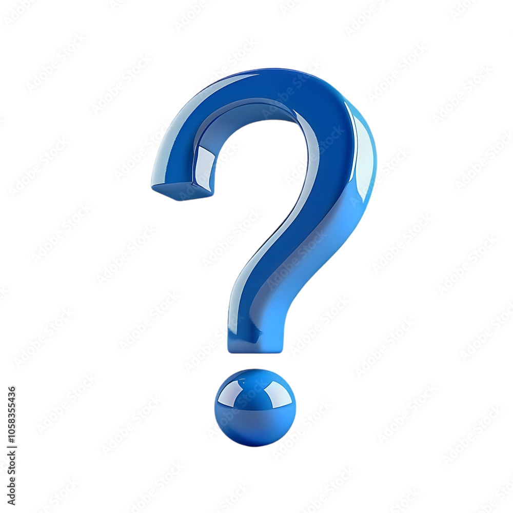 A 3D blue question mark with a glossy finish. A 3D blue question mark with a glossy finish.