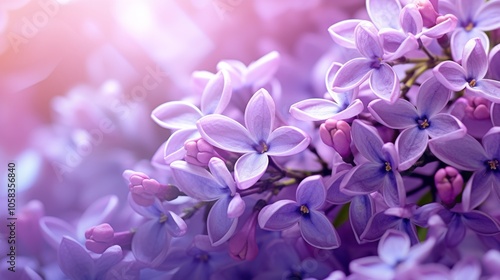 Beautiful close-up of lilac flowers with delicate purple petals, spring bloom