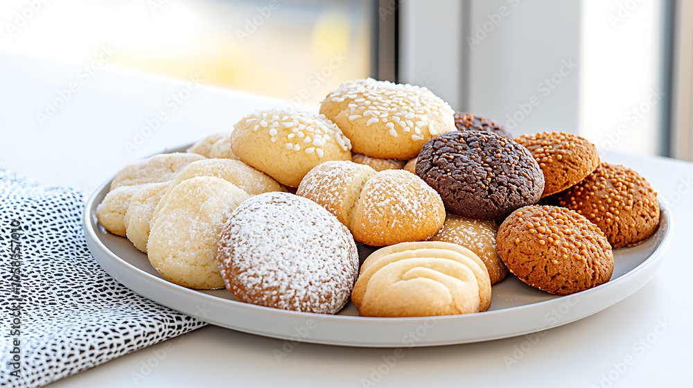Delightful cookie plate featuring an assortment of classic flavors for family gatherings and celebrations Delightful cookie plate featuring an assortment of classic flavors for family gatherings and celebrations