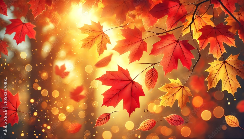 scene of autumn leaves floating gently through the air, with maple leaves in ultimate, artistic shades of deep red, rich crimson, maroon, scene of autumn leaves floating gently through the air, with maple leaves in ultimate, artistic shades of deep red, rich crimson, maroon,