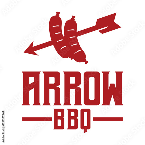 arrow barbecue flat minimalist logo design