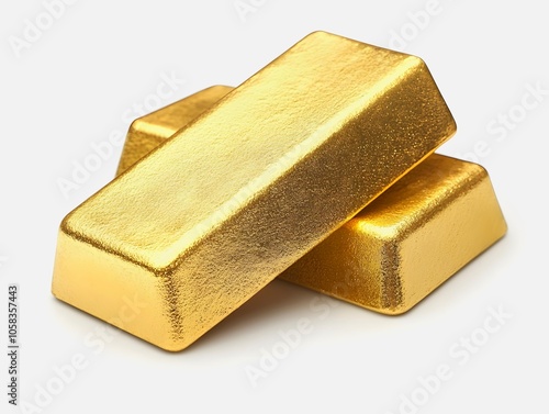 Three gold bars stacked, showcasing their shiny, reflective surfaces, symbolizing wealth and luxury.