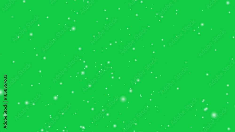 Looping snowfall particles overlay with green screen background for winter projects Looping snowfall particles overlay with green screen background for winter projects