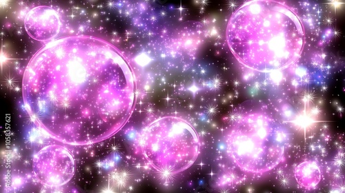 Abstract Space Background with Glowing Spheres and Stars for Galaxy Theme Design Soft Pastel Background for Graphic Design Templates