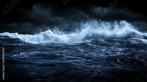 Powerful Stormy Waves in the Ocean at Night Soft Pastel Background for Graphic Design Templates