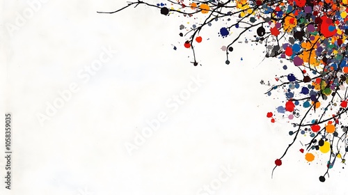 Abstract Art with Colorful Splashes on White Background Light Gradient Background with Room for Typography
