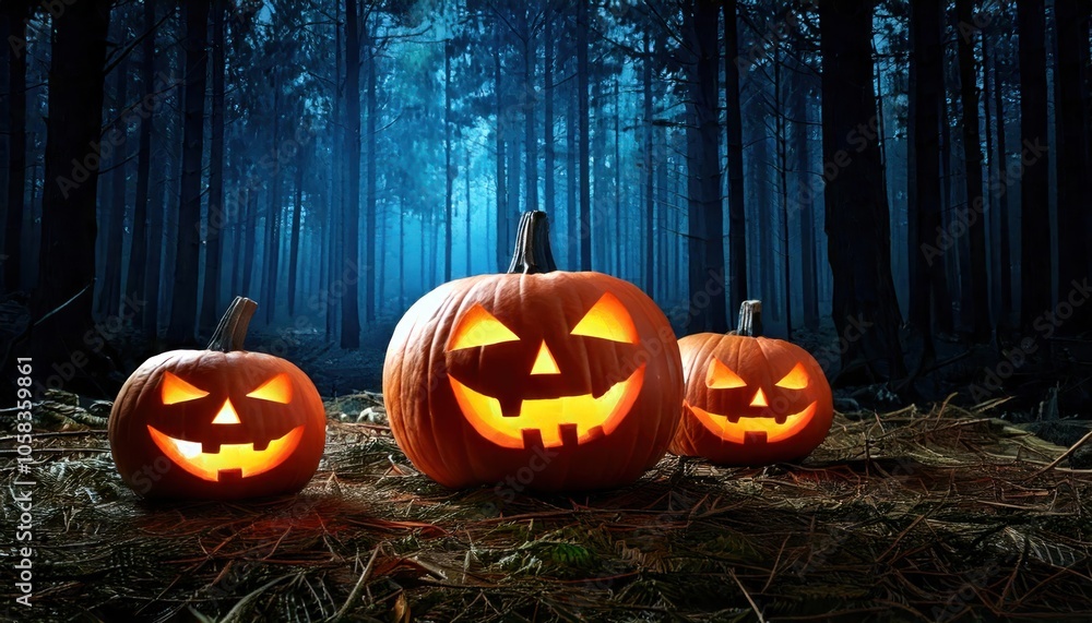Illuminated Pumpkins in the Forest Illuminated Pumpkins in the Forest