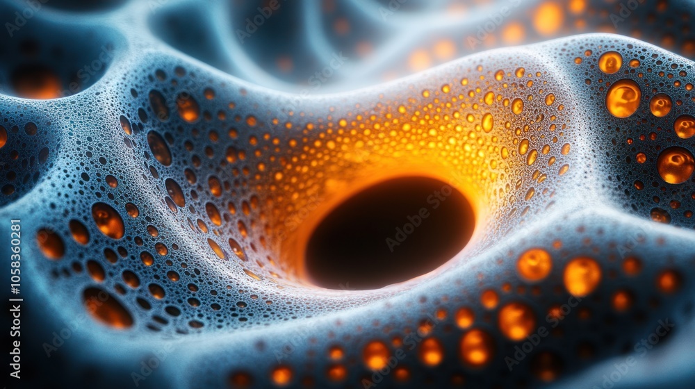 Abstract depiction of a textured surface with glowing elements. Abstract depiction of a textured surface with glowing elements.