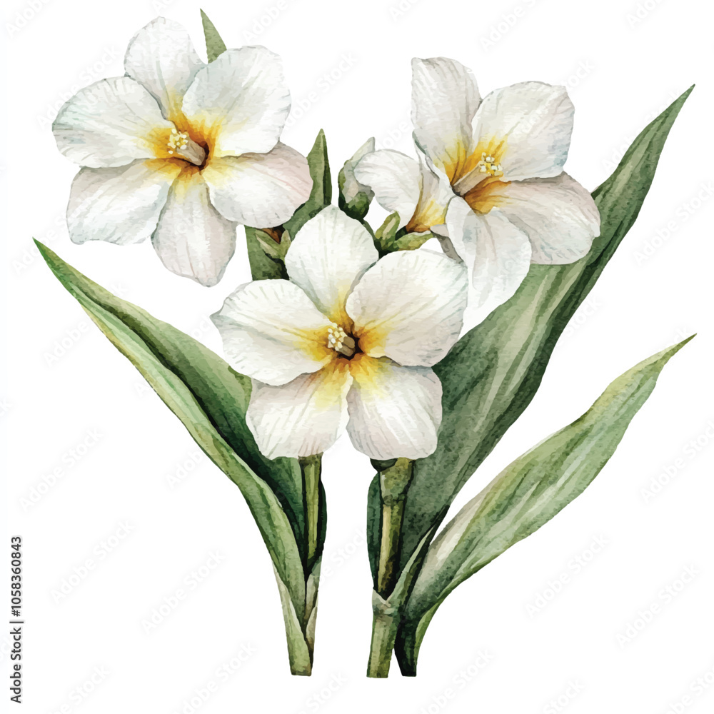 Fototapeta premium jonquil flower watercolor clipart illustration isolated
