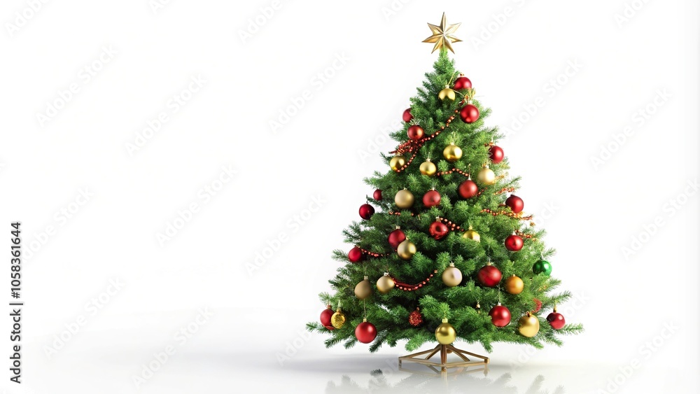 festive holiday tree isolated on a white background festive holiday tree isolated on a white background