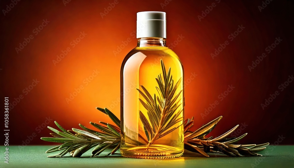 Luxury shampoo bottle with rosemary an olive oil Luxury shampoo bottle with rosemary an olive oil