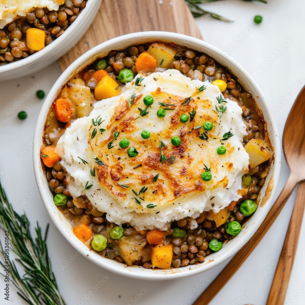 Hearty Lentil Bowl with Vegetables and Mashed Topping Hearty Lentil Bowl with Vegetables and Mashed Topping