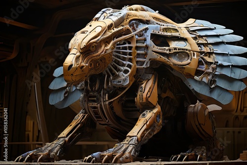 cogsphinx a massive sphinx like creature with interlocking gears photo