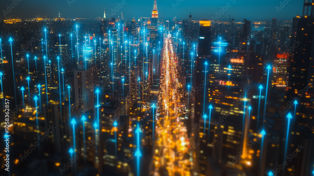 Smart digital Innovation city with connection network reciprocity over the cityscape. of future smart wireless digital city and social media networking systems that connects people with in city
Smart digital Innovation city with connection network reciprocity over the cityscape. of future smart wireless digital city and social media networking systems that connects people with in city