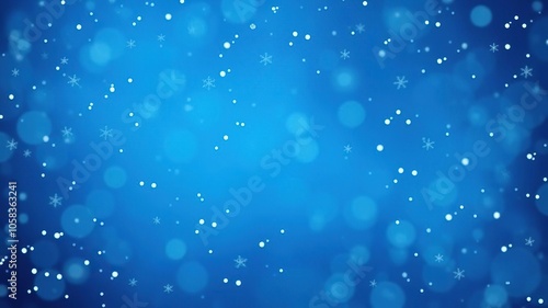 Blue Christmas background with delicate snowflakes falling softly, creating a serene and magical winter atmosphere, cold, peaceful