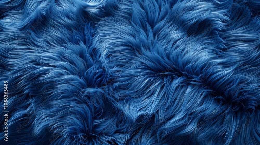 A close-up texture of soft, blue faux fur. A close-up texture of soft, blue faux fur.
