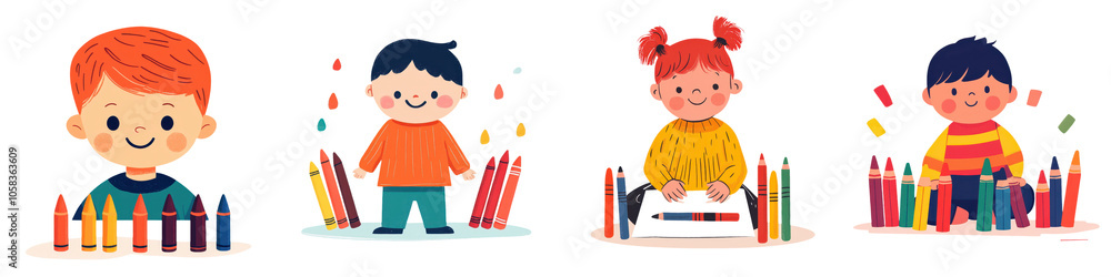 Cheerful and creative kids playing with colorful art supplies like pencils crayons and paints in a playful and lively The image depicts the joy of learning education Cheerful and creative kids playing with colorful art supplies like pencils crayons and paints in a playful and lively The image depicts the joy of learning education