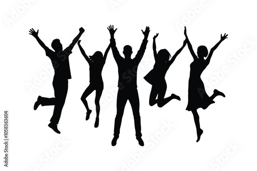 Family and People Dancing Silhouettes Vector: Joyful Celebration Illustrations for Festive Events and Community Unity