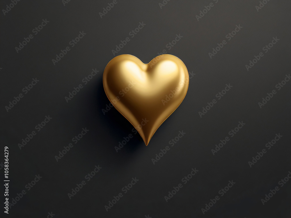 A golden heart on a plain background with ample blank space. A golden heart on a plain background with ample blank space.
