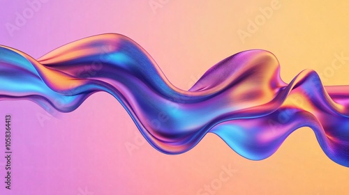 Abstract Colorful Background with Fluid Wavy Geometric Shapes Merging in Two-Tone Gradients