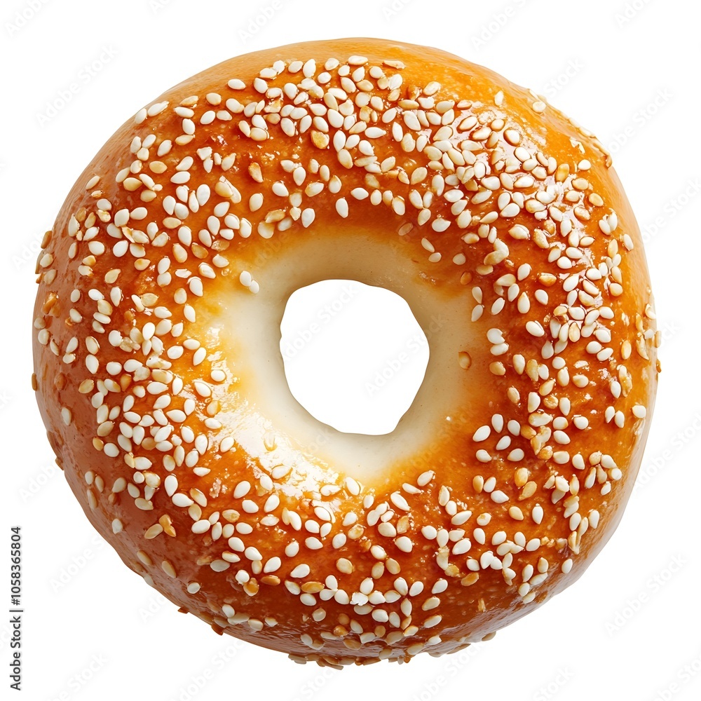 Macro Shot of Perfect Sesame Bagel on Clean White Background Macro Shot of Perfect Sesame Bagel on Clean White Background