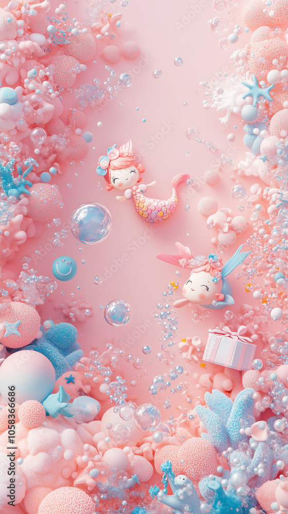 Magical Mermaid Dreams in a Bubble-Filled Ocean. Magical Mermaid Dreams in a Bubble-Filled Ocean.