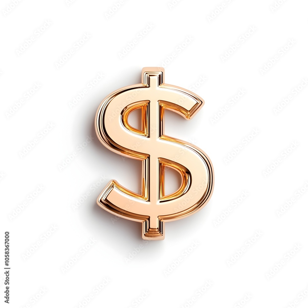 Golden Dollar Sign Symbol on White Background Golden Dollar Sign Symbol on White Background