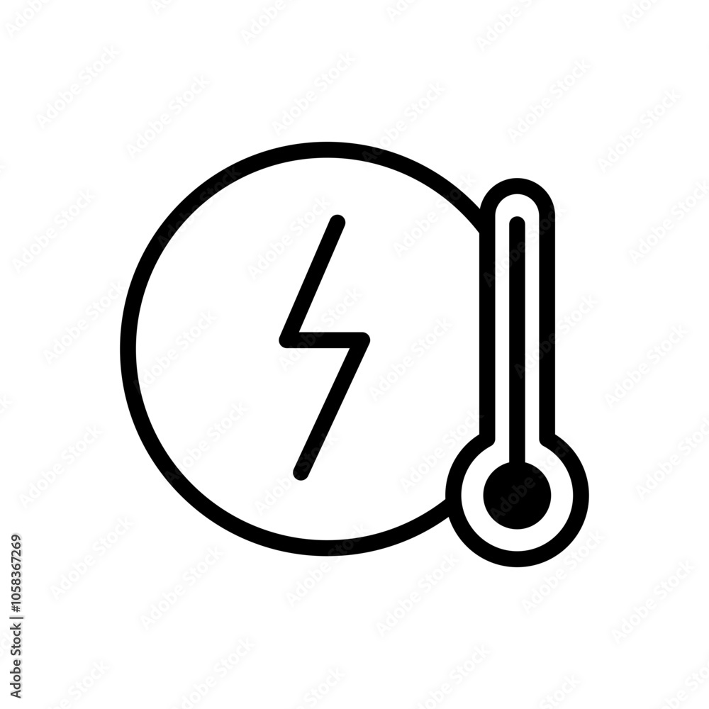 Heat energy icon. High temperature turns into electricity. Heat energy icon. High temperature turns into electricity.