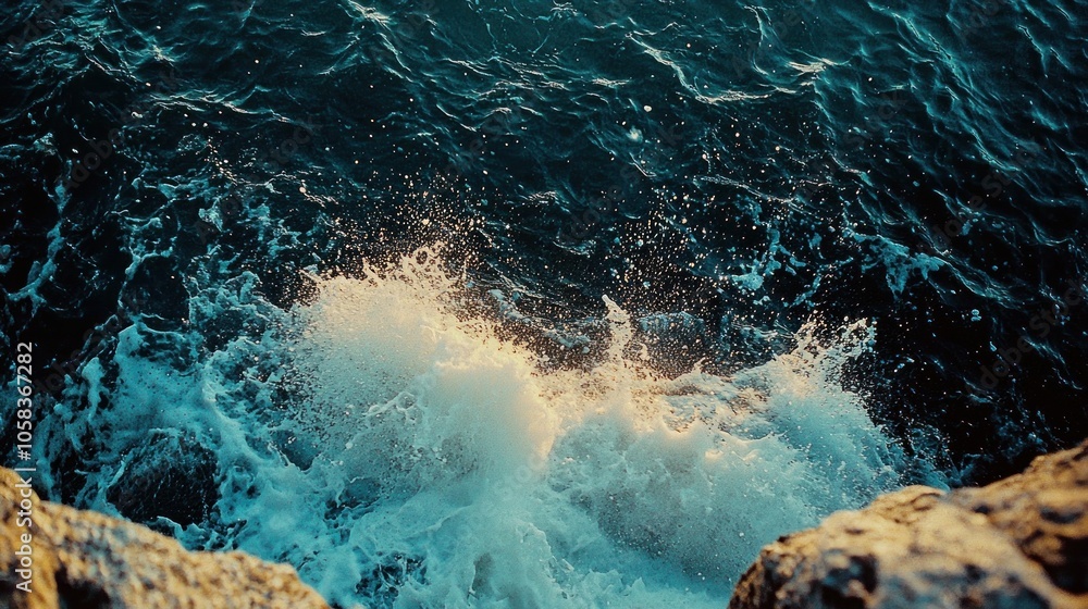 Fototapeta premium Ocean waves crashing against the cliffs