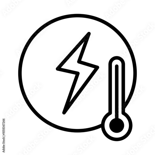 Heat energy icon. High temperature turns into electricity.