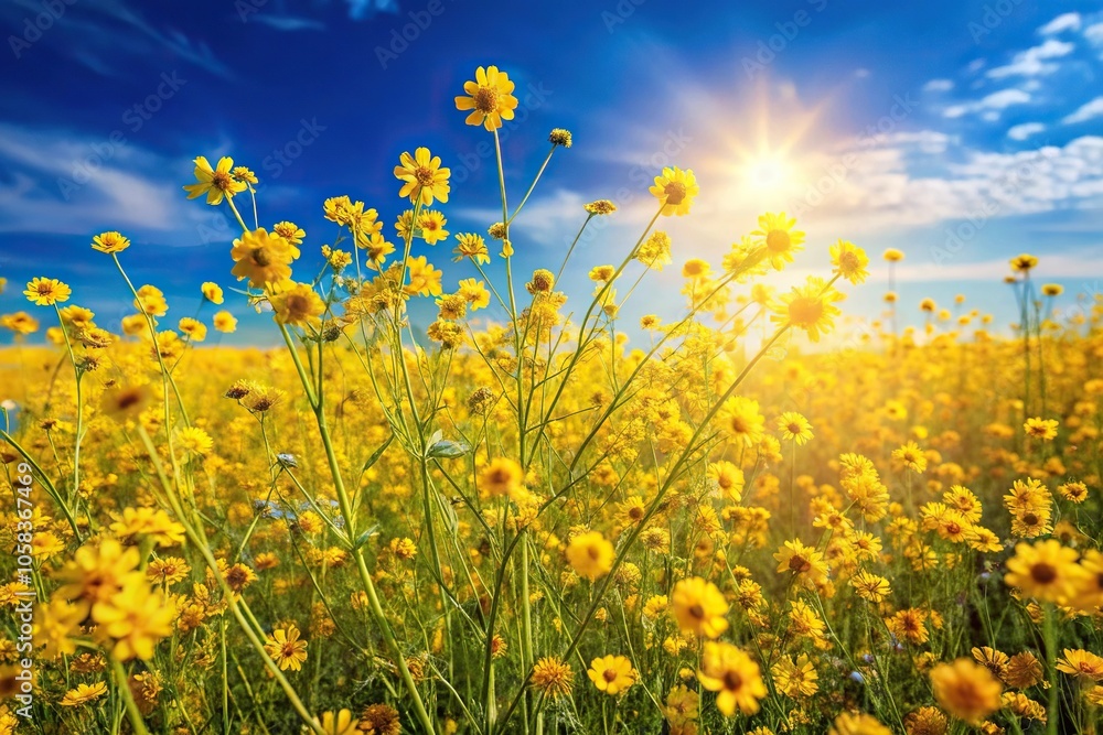 A sunny field of tall yellow wildflowers swaying gently in the breeze, flowers, meadow, greenery, nature, outdoors A sunny field of tall yellow wildflowers swaying gently in the breeze, flowers, meadow, greenery, nature, outdoors