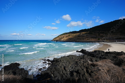 fine beach and clear water in winter