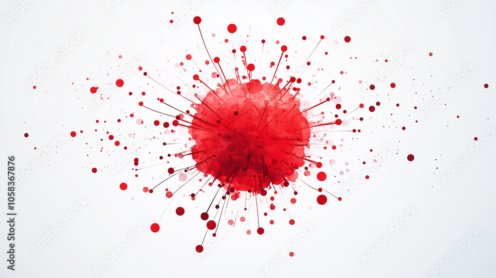 Abstract red virus particle on white background Abstract red virus particle on white background