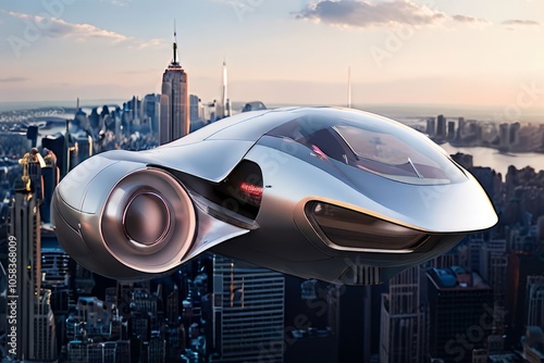 aerius a sleek silver flying machine with gull wing doors and a photo