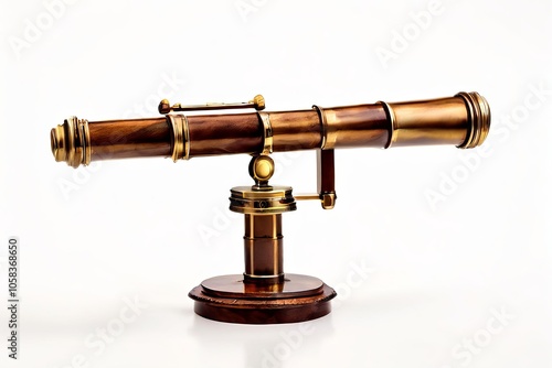 antique brass telescope stand with wood basea telescope stand cr photo