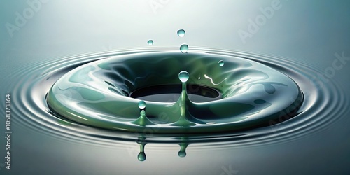 A glob of slimy substance drips from a small hole in the center of a flat surface, creating a circular puddle that gradually spreads outward, dripping, pool