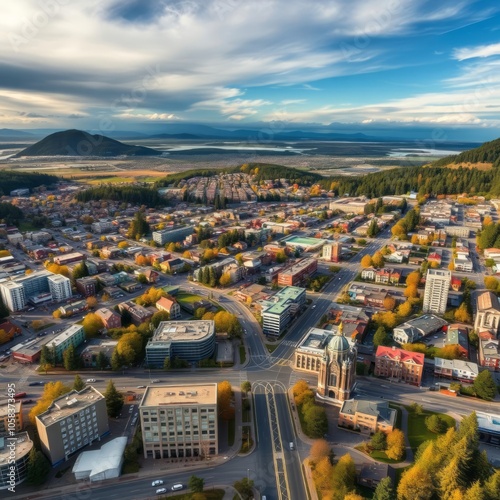 Aerial view of the derwent river mt wellington and the city of hobart tasmania australia aerial city Ultra realistic Photorealistic  photo