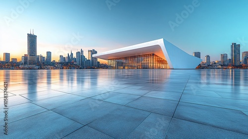 Opera House and Modern Architecture with City Skyline, Financial District, Urban Landscape, and Commercial Setting photo