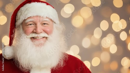 uthentic Santa portrait with warm genuine smile captures holiday magic, perfect for Christmas event marketing, retail advertising, and seasonal greeting cards photo