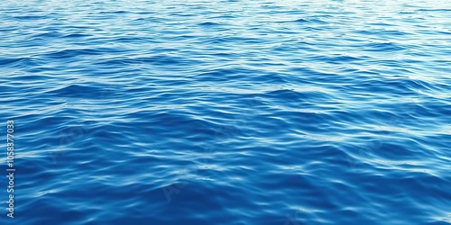 Blue water panorama background with gentle ripples and soft waves, ocean, background, peaceful