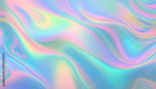 Wallpaper Mural Dreamy iridescent foil texture featuring pastel blues, greens, and pinks in a blurred holographic design. Generative AI Torontodigital.ca