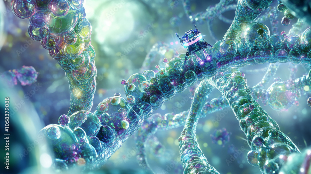 Futuristic DNA Structure with Holographic Effects Futuristic DNA Structure with Holographic Effects