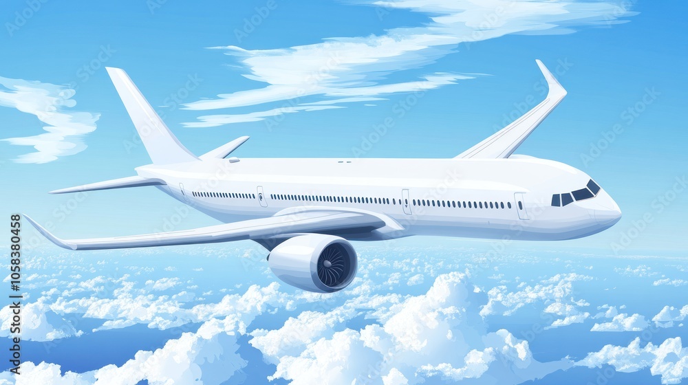Airplane Flying High Above The Clouds Airplane Flying High Above The Clouds