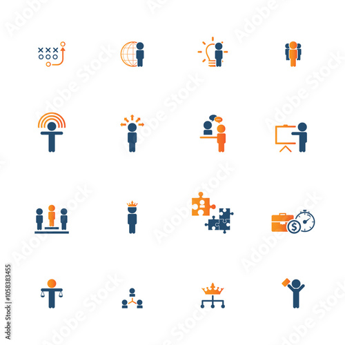 Universal business management and human resources icon set. Universal icons for web and mobile. Vector.