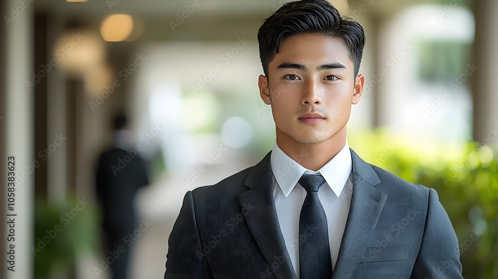 Confident Young Businessman in Suit. Illustration background for presentation Confident Young Businessman in Suit. Illustration background for presentation