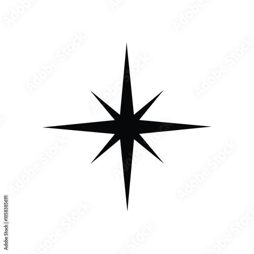 slim star icon black and white design